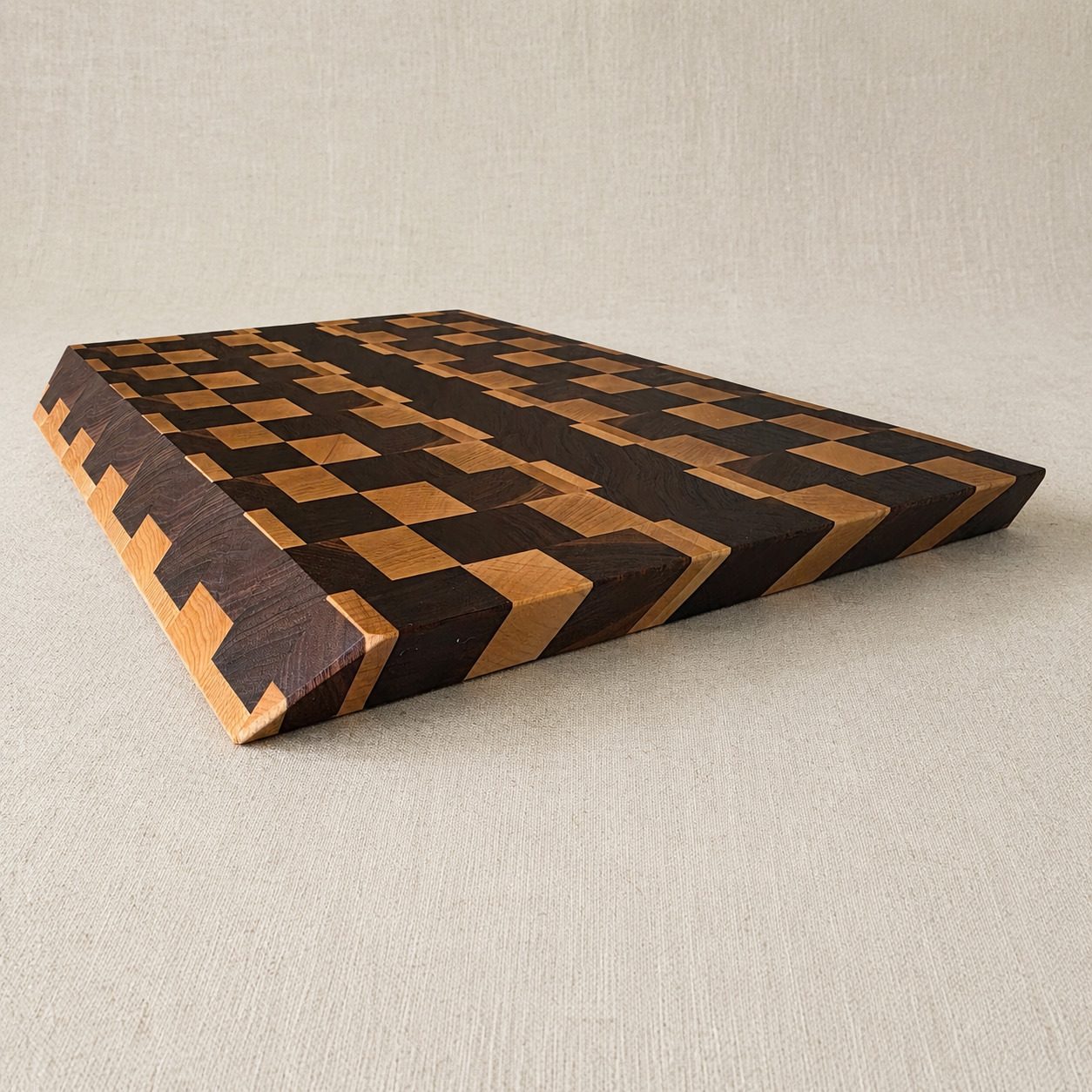 Custom walnut and maple end grain cutting board, 18 by 12 inches
